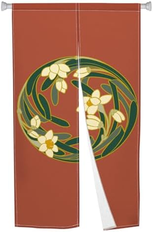 Japanese Style Door Curtain with Round Flowers Design 1