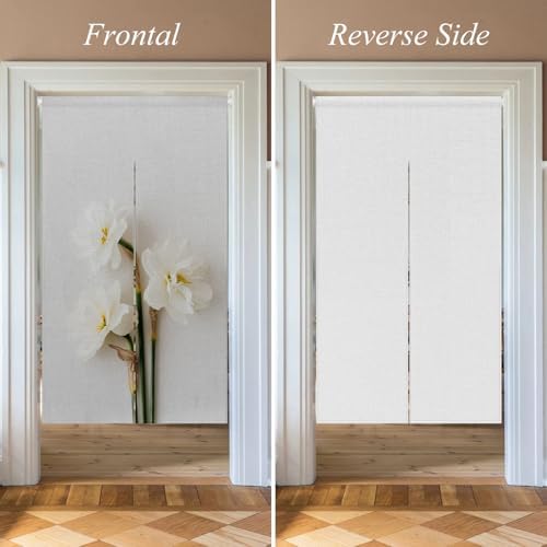 Japanese Noren Door Curtain with Bloomy Flower Print