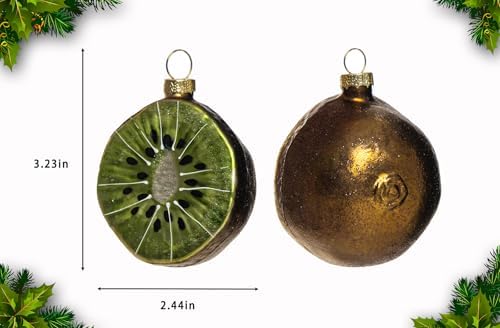 2pcs Glass Kiwi Fruit Christmas Tree Ornaments