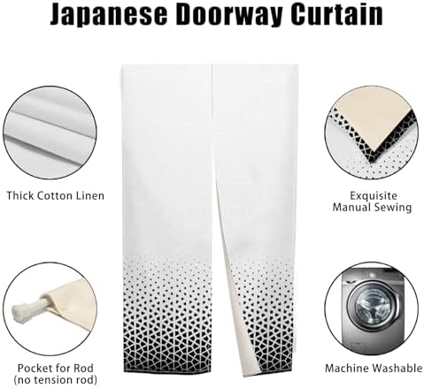 Japanese Noren Door Curtain with Abstract Geometric Patterns