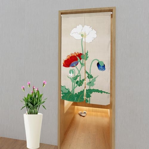 Japanese Style Door Curtain with Floral Pattern 34x60