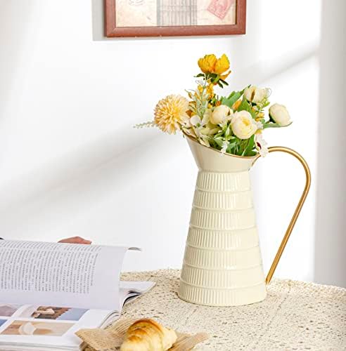 Elegant Cream Metal Pitcher Vase 108H