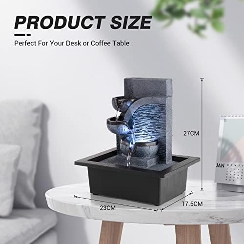 WICHEMI Indoor Waterfall Fountain with LED Light