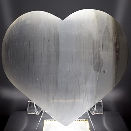 44 Inch Selenite Puffy Heart with Acrylic Stand