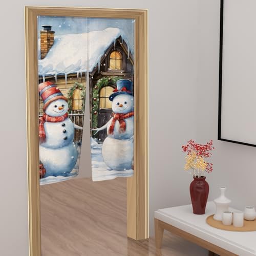ChloropLastid Snowman Noren Door Curtain 34x60 Inch