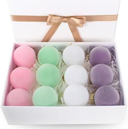 Velvet Christmas Balls Flocked Shatterproof Decor 315 Inch Set