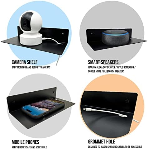 Mitus Small 9 Inch Floating Metal Wall Shelf Black