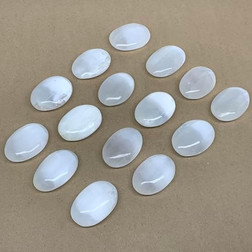 WatanGems 1pc Natural Selenite Palm-Stone Crystal Pillow Shape Collectible