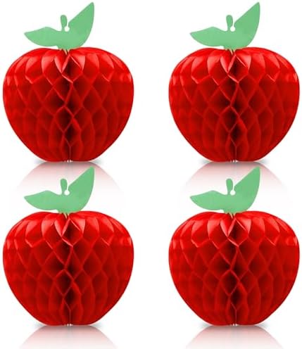 4 Pcs Red Honeycomb Apple Hanging Decorations
