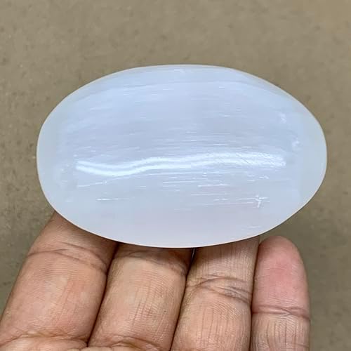 WatanGems 97g Selenite Palm-Stone Crystal Pillow Shape