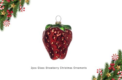 2pcs Glass Strawberry Christmas Ornaments for Tree