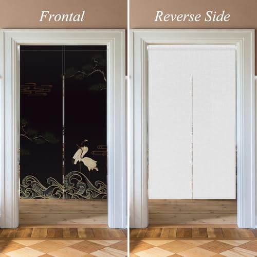 Traditional Japanese Noren Door Curtain Red-Crowned Crane 335x472 Inch