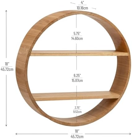 Mind Reader Circular Floating Shelf 18x18x4 Brown