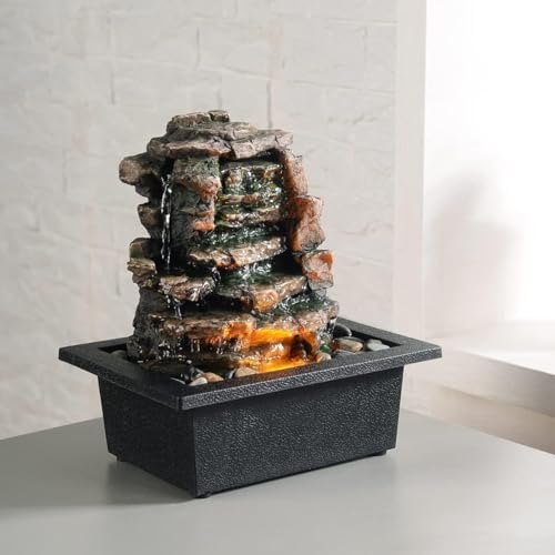 GOSSI Indoor Waterfall Fountain with LED Lights