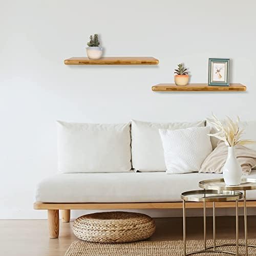 JOIKIT 4 Piece 16 Inch Bamboo Floating Shelves Wall Mounted