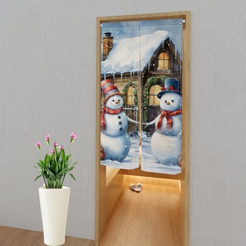 ChloropLastid Snowman Noren Door Curtain 34x60 Inch