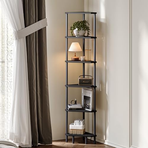 6 Tier Corner Shelf Stand LCS502B Black