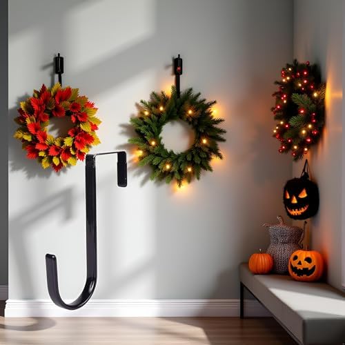 Black Wreath Hanger - Heavy Duty Seasonal Decor Hook