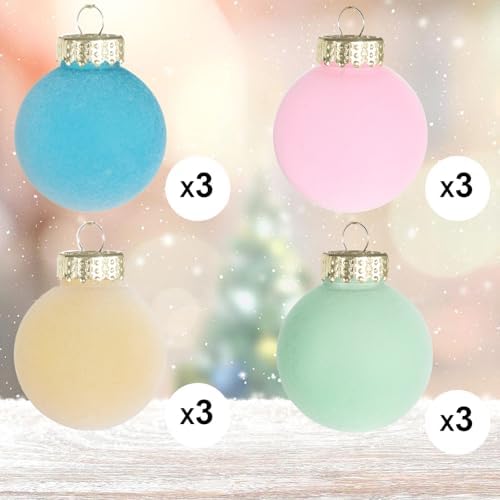 6 Pack Velvet Frosted Christmas Balls Shatterproof Decor