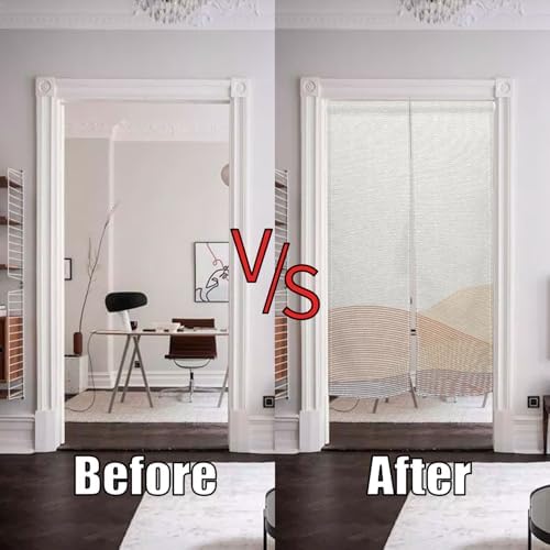 Japanese Noren Door Curtain Khaki Wave Design 34x48 Inches