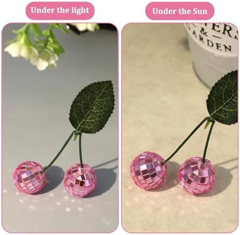 2Pcs Small Cherry Disco Ball Decor Pink