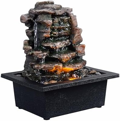GOSSI Indoor Waterfall Fountain with LED Lights