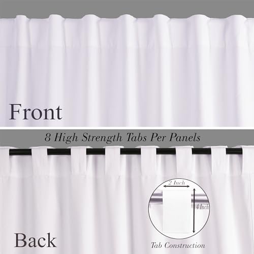 Goroly Home White Cotton Curtains 96 Inch Panels 2 Pc