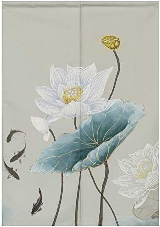 BAIHT HOME White Lotus Door Curtain 33x59 Cotton Linen Panel