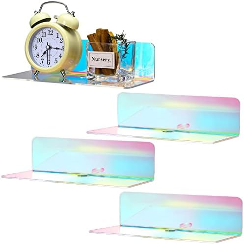Weysat Iridescent Acrylic Floating Shelves 4 Pcs