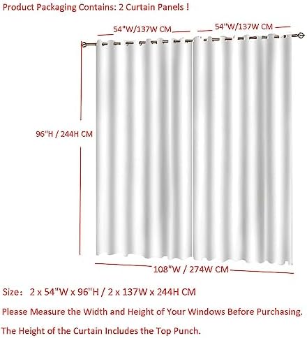 Grommet Blackout Curtains 2 Panel Set for Balcony and Living Room