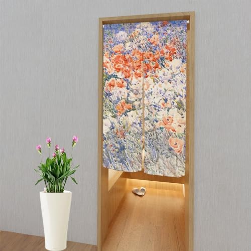 Japanese Noren Door Curtain Abstract Floral Style Panel