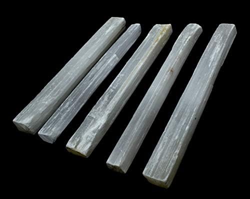 8 White Selenite Sticks Natural Sparkling Crystal Mineral Rough Points - 5PCS Morocco