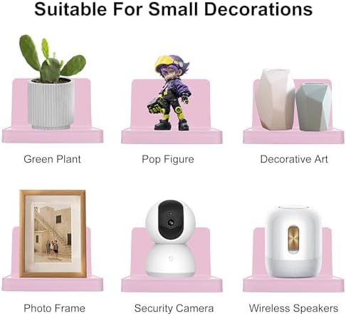 Set of 6 Small Floating Wall Shelves in Pink