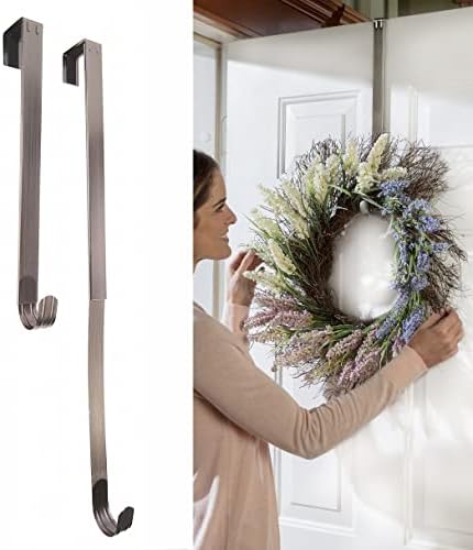 Haute Decor Adjustable Wreath Hanger 2-Pack Brushed Nickel