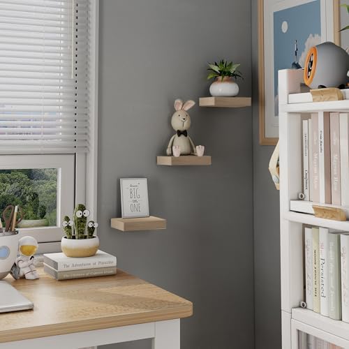 PopiShelves 3 Piece 6 Inch Wall Floating Shelves Set