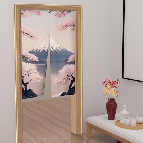 Leowefowa Japanese Noren Curtain Pink Cherry Blossom Panel 34x60