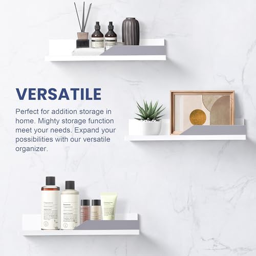 JOMOLA Adhesive Floating Shelf Gray Guard No Drilling Wall Mount Storage Rack