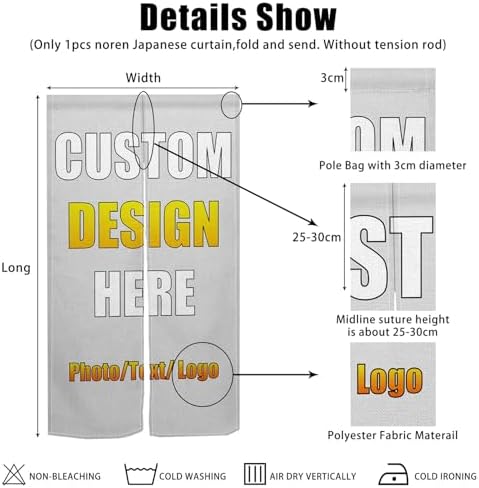 Custom Noren Door Curtain with Photo Text Logo 335 x 472