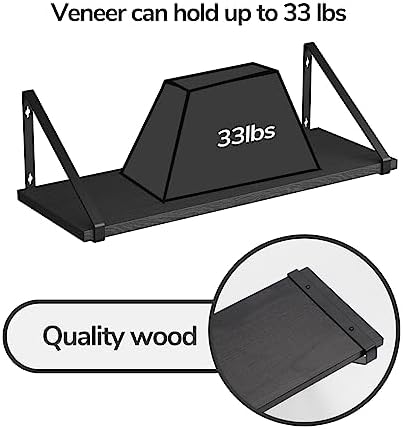 BAMEOS Floating Shelves Rustic Wood Set of 3