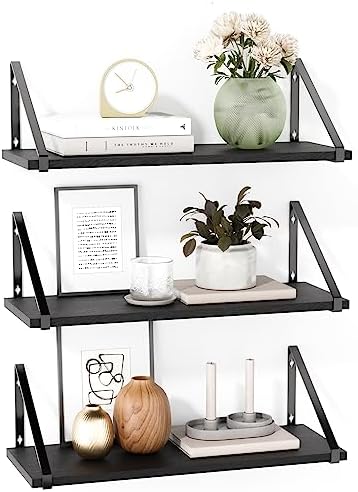 BAMEOS Floating Shelves Rustic Wood Set of 3