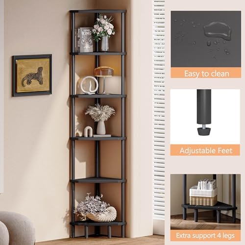 6 Tier Corner Shelf Stand LCS502B Black