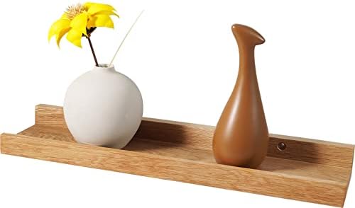 Natural Solid Oak Floating Wall Shelf 16 Inch