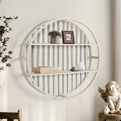 Oakrain 2-Tier Floating Bamboo Wall Shelves Dia2598