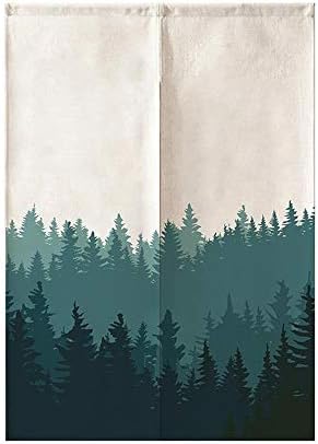 MYRU Japanese Curtain Noren Door Panel Green Forest 335x59 Inches