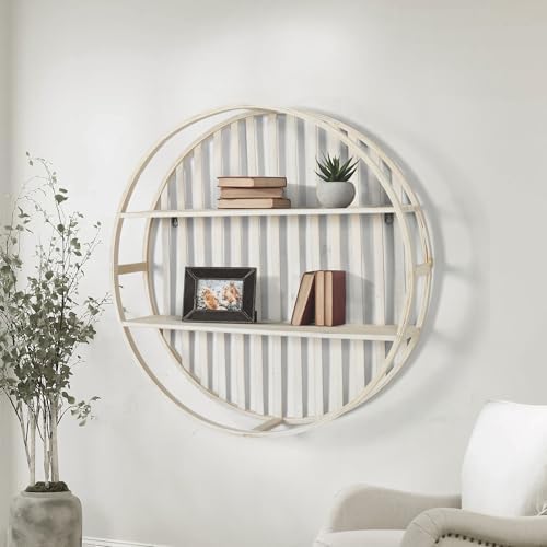 Oakrain 2-Tier Floating Bamboo Wall Shelves Dia2598