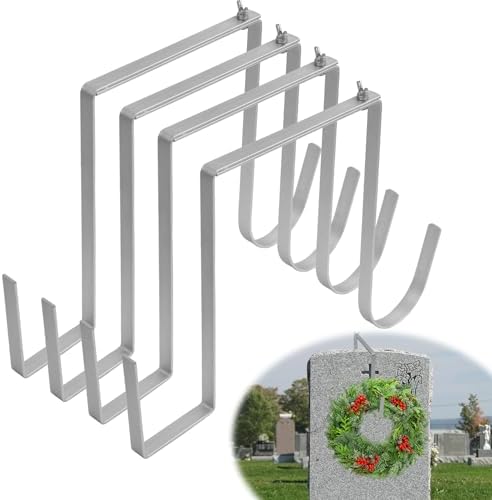 4PCS Heavy Duty Metal Wreath Hanger for Gravestone