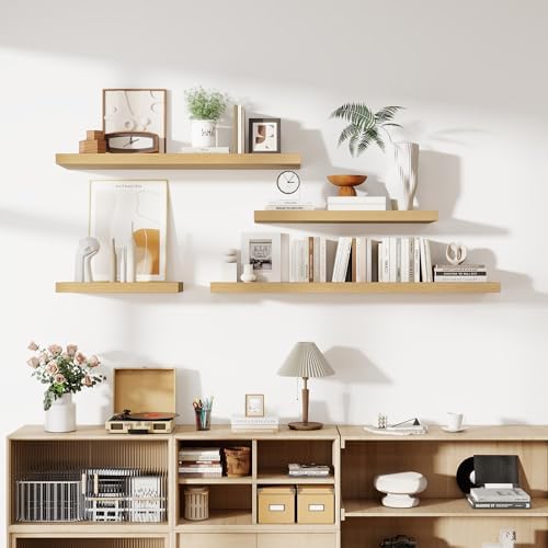 36 Inch Deep Floating Shelves 2 Pack Natural Finish
