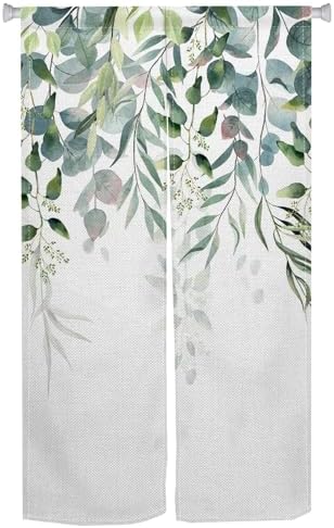 Japanese Noren Door Curtain Green Plants Print 335x709