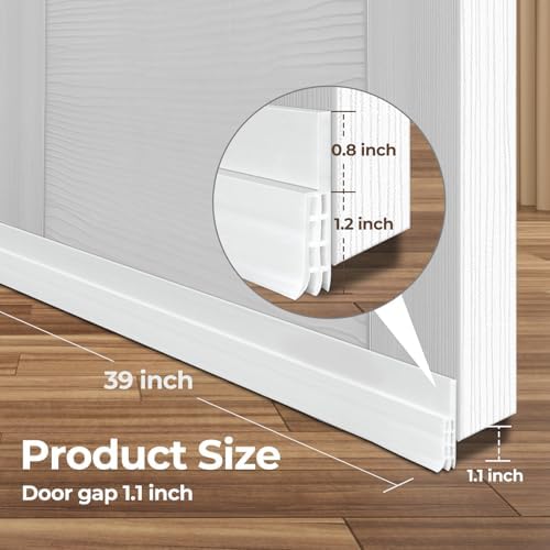 Ohuhu Door Draft Stopper 2 Pack 39 Inch Black silicone Seal