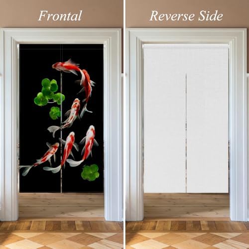 Japanese Noren Door Curtain with Golden Koi Pattern